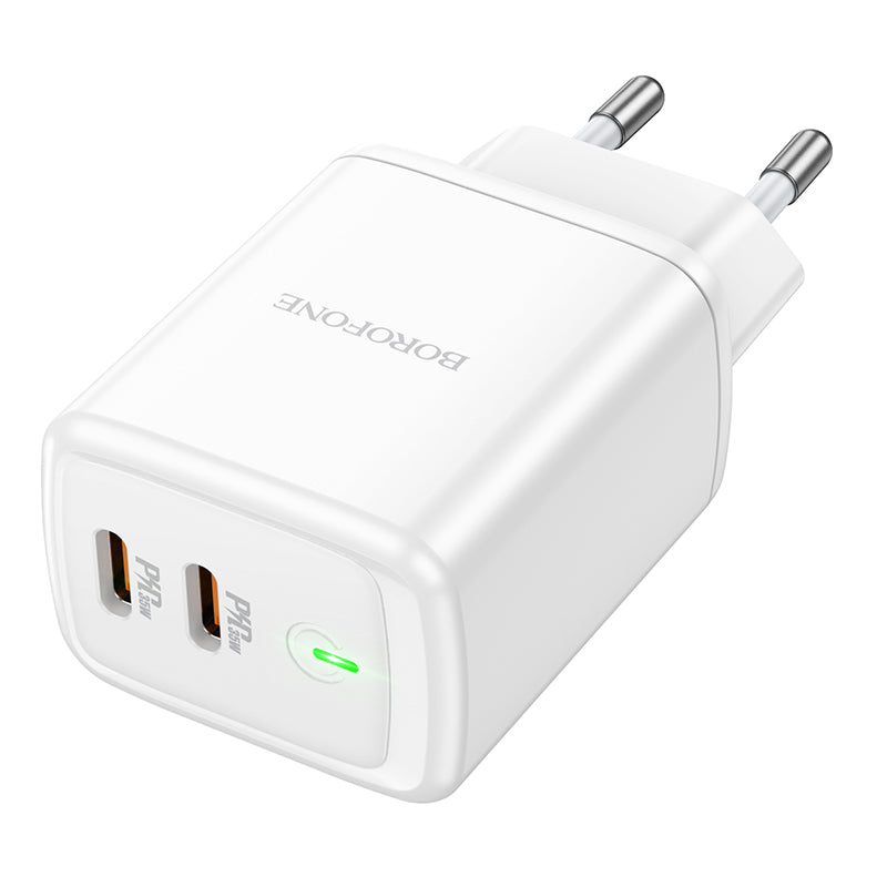 Network Charger Borofone BN9, 35W, 3A, 2 x USB-C, White 