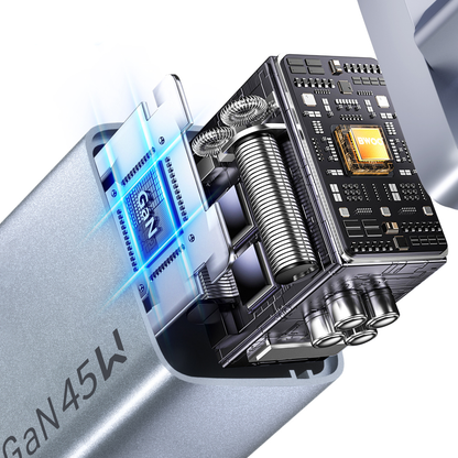 Φορτιστής Δικτύου BWOO BO-CDA239, 45W, 3A, 2 x USB-C, Γκρι