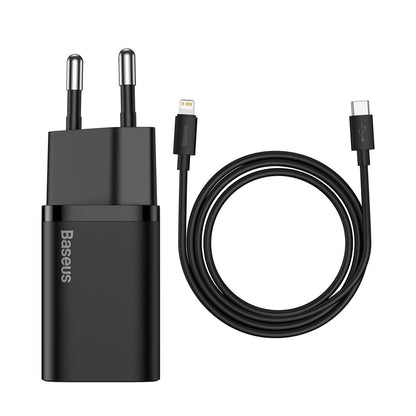Baseus Super Si Lightning Cable Wall Charger, 20W, 3A, 1 x USB-C, Black TZCCSUP-B01