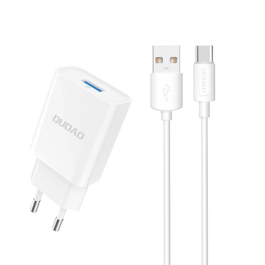 Φορτιστής Δικτύου με Καλώδιο USB-C Dudao A4EU, 10W, 2.1A, 1 x USB-A, Λευκό