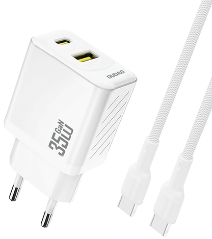 Φορτιστής Δικτύου με Καλώδιο USB-C Dudao A27Max, 35W, 1 x USB-A - 1 x USB-C, Λευκό