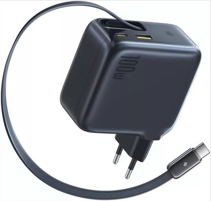 Baseus EnerCore CJ11 Network Charger with USB-C Cable, 100W, 1 x USB-A - 2 x USB-C, Black E0120M00
