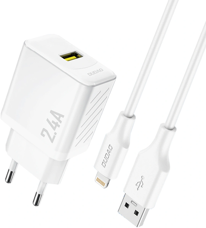 Φορτιστής Δικτύου με Καλώδιο Lightning Dudao A23LEU, 30W, 2.4A, 1 x USB-A, Λευκό