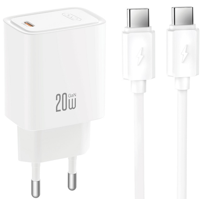 Φορτιστής πρίζας με καλώδιο USB-C XO Design CE51, 20W, 3A, 1 x USB-C, Λευκό