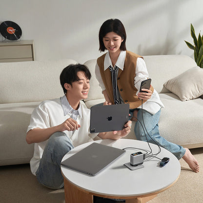 Φορτιστής Δικτύου με Καλώδιο USB-C Cuktech AD1204U Display, 120W, 6A, 1 x USB-A - 2 x USB-C, Ασημί CAD1204UEUGR