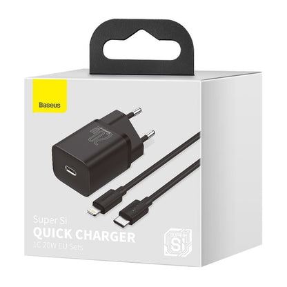 Baseus Super Si Lightning Cable Wall Charger, 20W, 3A, 1 x USB-C, Black TZCCSUP-B01