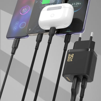 Network Charger with USB-C Cable Dudao A27 Max, 35W, 1 x USB-A - 1 x USB-C, Black