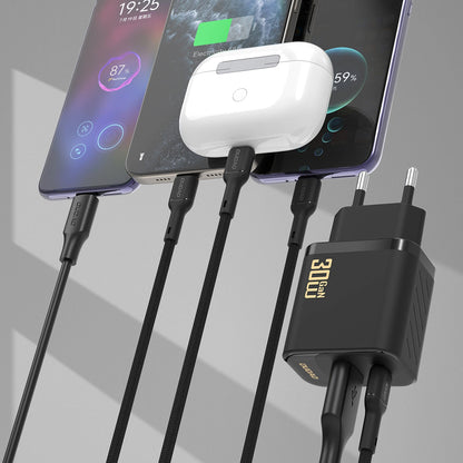 Φορτιστής Δικτύου με Καλώδιο USB-C Dudao A27TCEU, 30W, 1 x USB-A - 1 x USB-C, Μαύρο