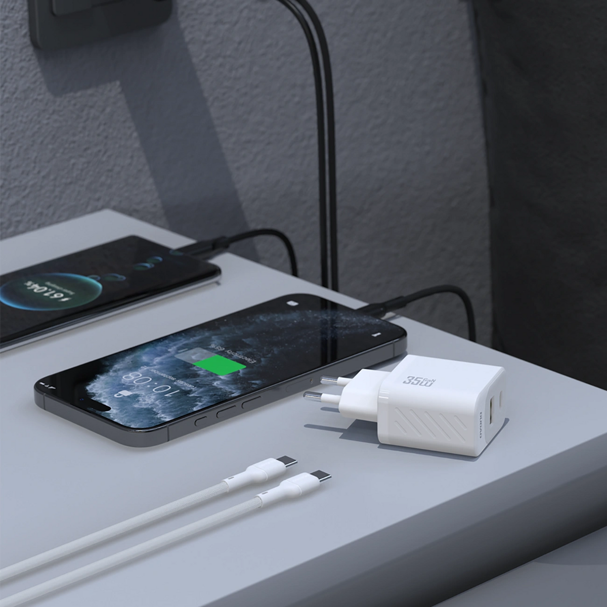 Φορτιστής Δικτύου με Καλώδιο USB-C Dudao A27Max, 35W, 1 x USB-A - 1 x USB-C, Λευκό