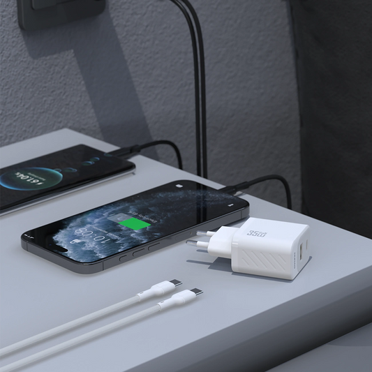 Φορτιστής Δικτύου με Καλώδιο USB-C Dudao A27Max, 35W, 1 x USB-A - 1 x USB-C, Λευκό