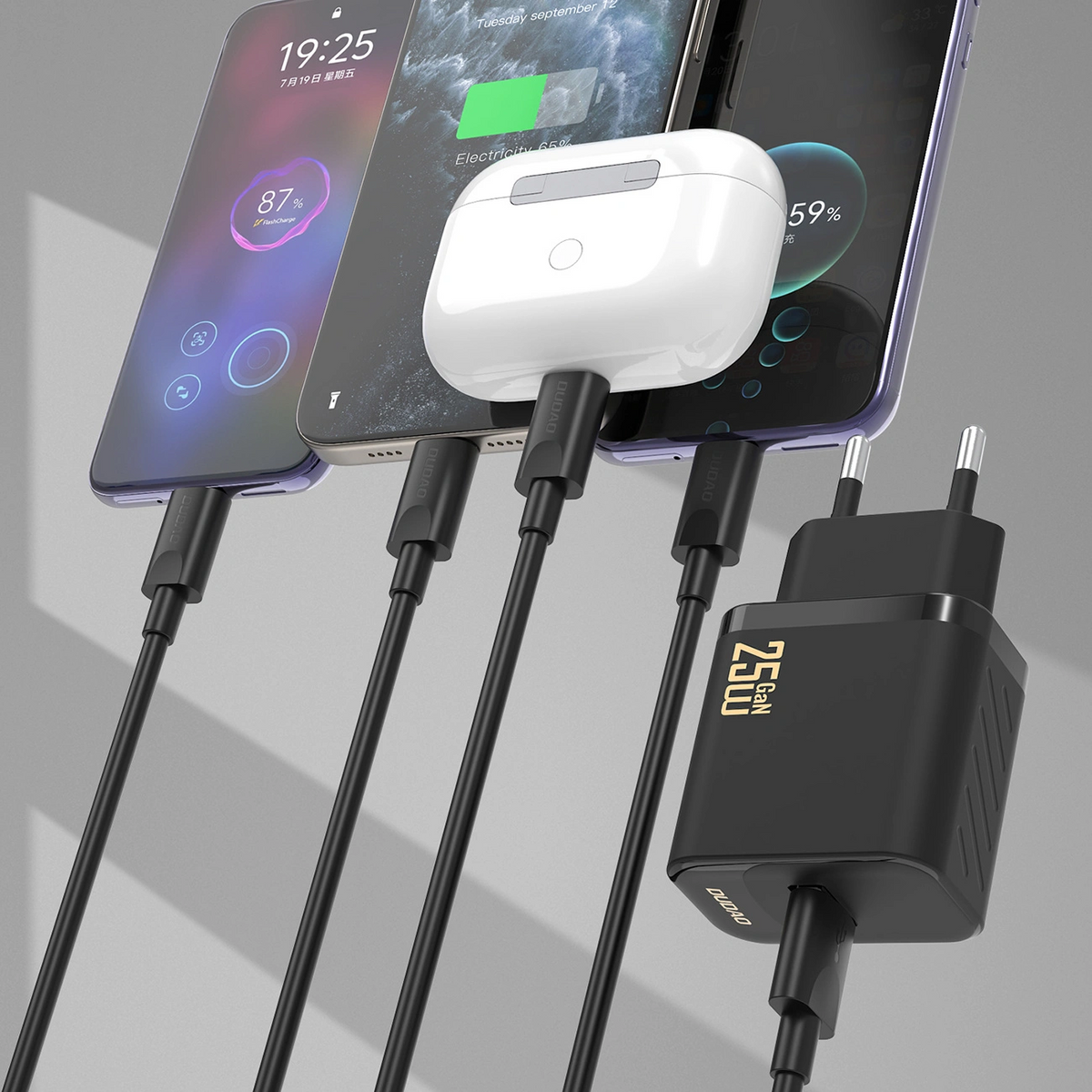 Φορτιστής Δικτύου με Καλώδιο USB-C Dudao A27STEU, 25W, 3A, 1 x USB-A, Μαύρο