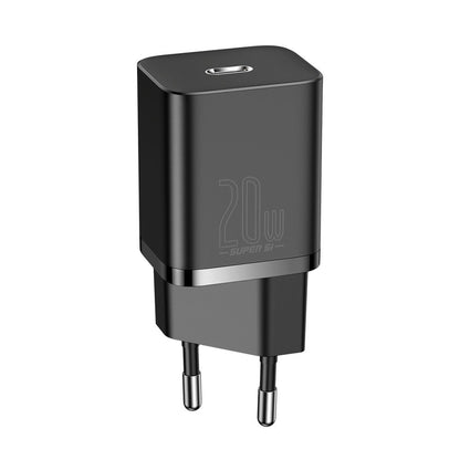Baseus Super Si Lightning Cable Wall Charger, 20W, 3A, 1 x USB-C, Black TZCCSUP-B01