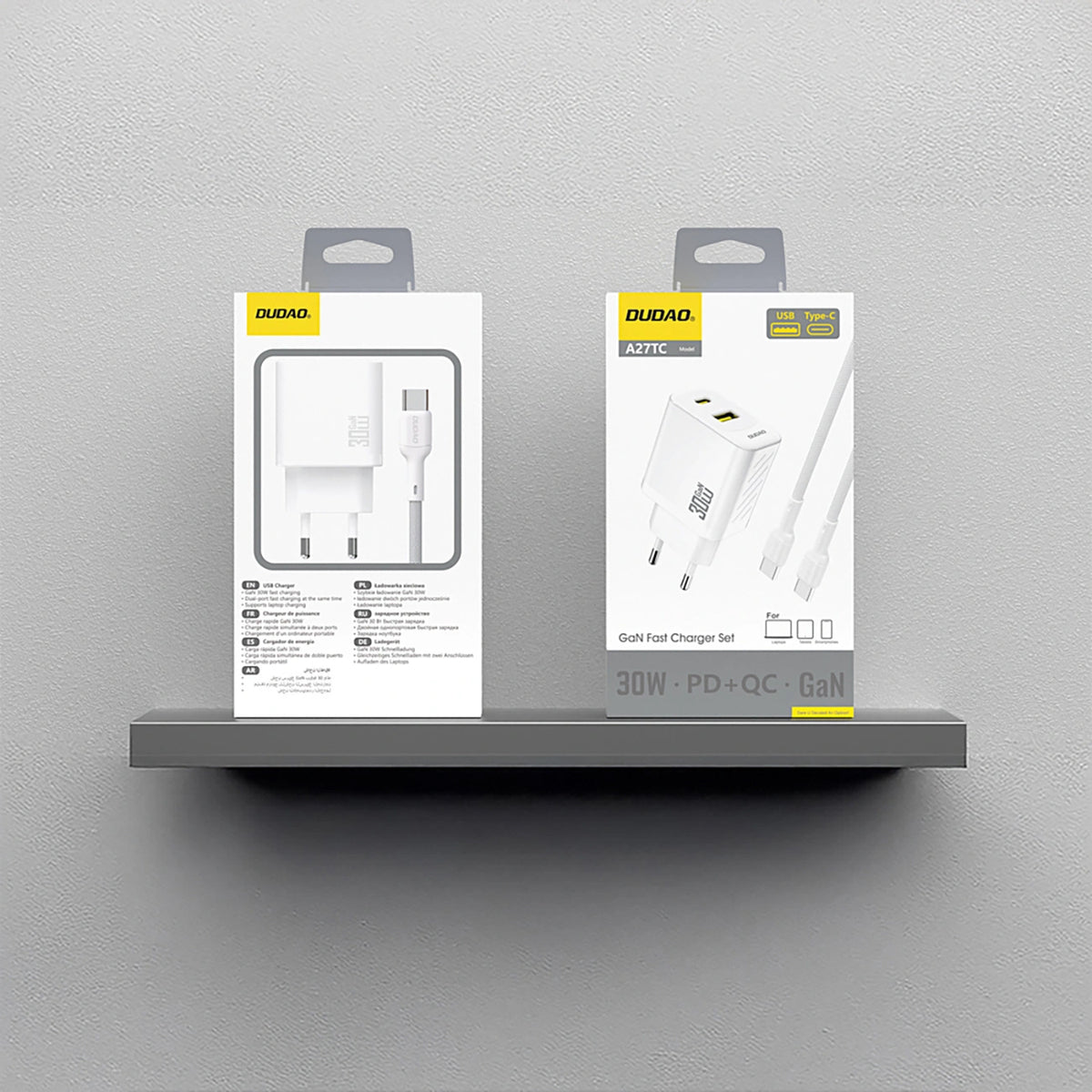 Network Charger with USB-C Cable Dudao A27TCEU, 30W, 1 x USB-A - 1 x USB-C, White