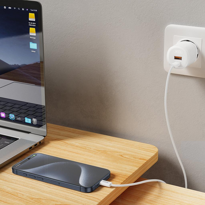 Network Charger with Lightning Cable XO Design L151, 30W, 3A, 1 x USB-A - 1 x USB-C, White