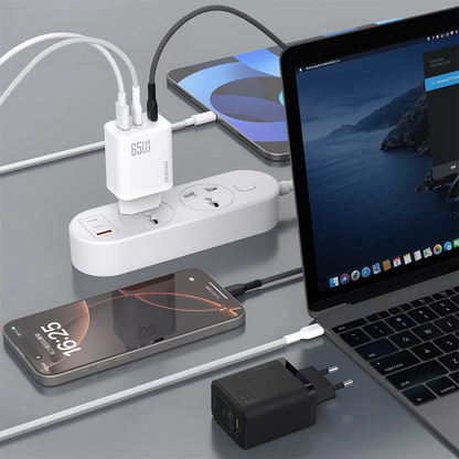 Φορτιστής Δικτύου με Καλώδιο USB-C Dudao A29C, 65W, 3.25A, 1 x USB-A - 2 x USB-C, Μαύρο
