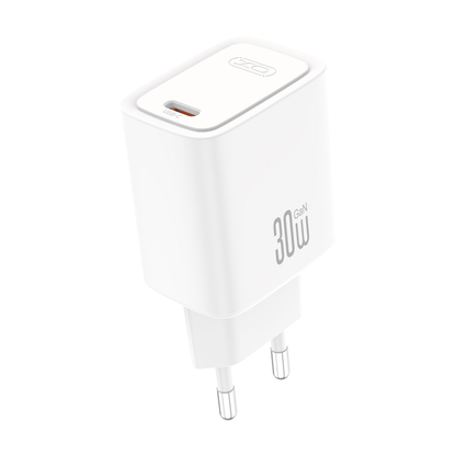 XO Design CE53 Mains Charger with USB-C Cable, 30W, 3A, 1 x USB-C, White