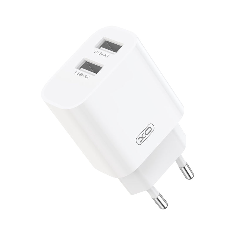 Φορτιστής πρίζας με καλώδιο Lightning XO Design CE55, 12 W, 2,4 A, 2 x USB-A, Λευκός