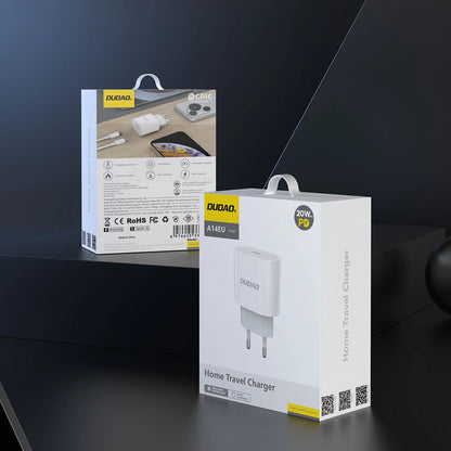 Φορτιστής Δικτύου με Καλώδιο USB-C Dudao A14EUC, 20W, 3A, 1 x USB-C, Μαύρο