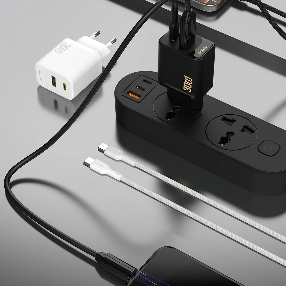 Network Charger with USB-C Cable Dudao A27TCEU, 30W, 1 x USB-A - 1 x USB-C, White