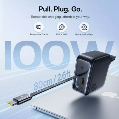 Baseus EnerCore CJ11 Network Charger with USB-C Cable, 100W, 1 x USB-A - 2 x USB-C, Black E0120M00