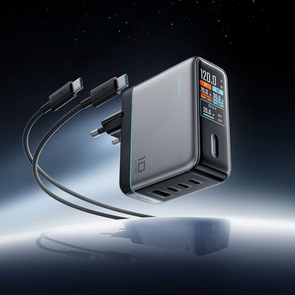 Φορτιστής Δικτύου με Καλώδιο USB-C Cuktech AD1204U Display, 120W, 6A, 1 x USB-A - 2 x USB-C, Ασημί CAD1204UEUGR
