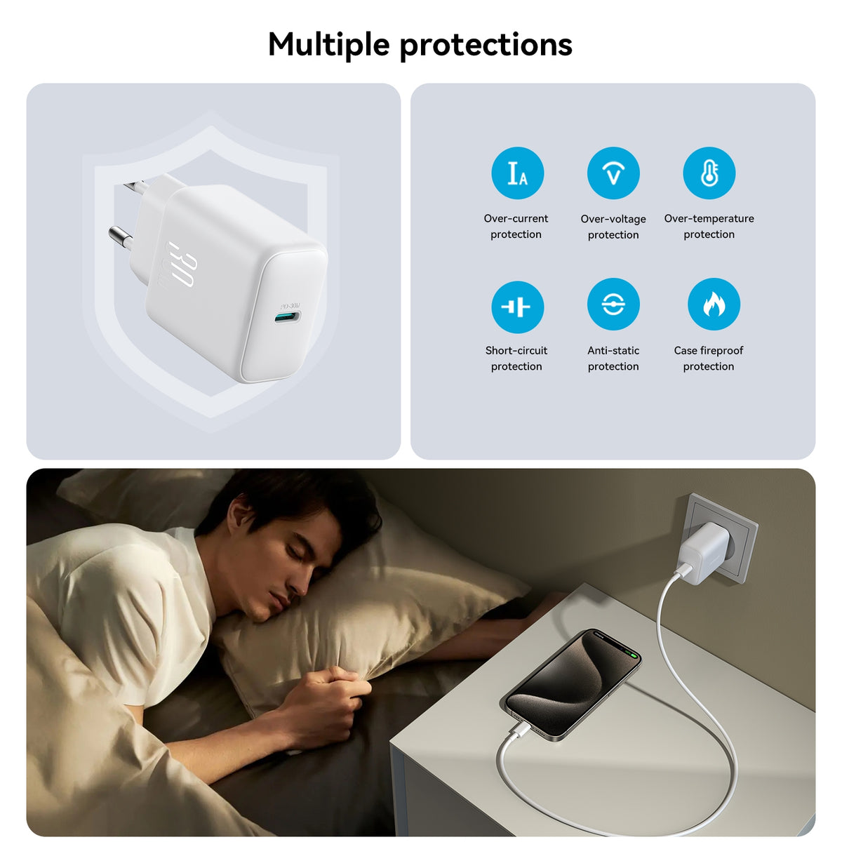 Joyroom JR-TCF24 USB-C Network Charger with Cable, 30W, 3A, 1 x USB-C, White