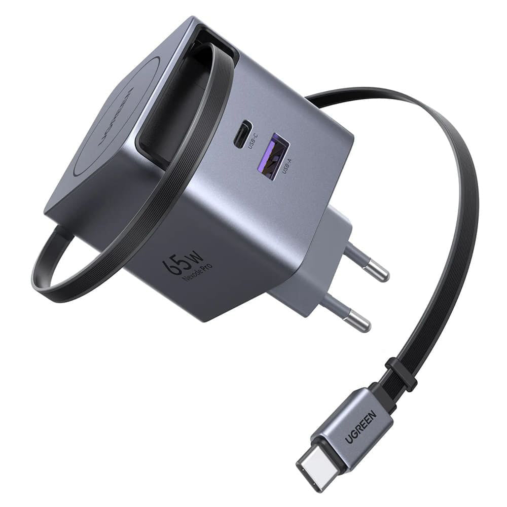 UGREEN X615 USB-C Network Charger with Cable, 65W, 3A, 1 x USB-A - 1 x USB-C, Grey