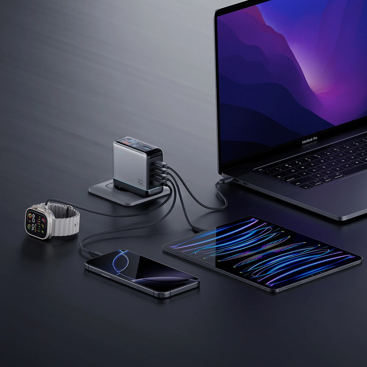 Φορτιστής Δικτύου με Καλώδιο USB-C Cuktech AD1204U Display, 120W, 6A, 1 x USB-A - 2 x USB-C, Ασημί CAD1204UEUGR