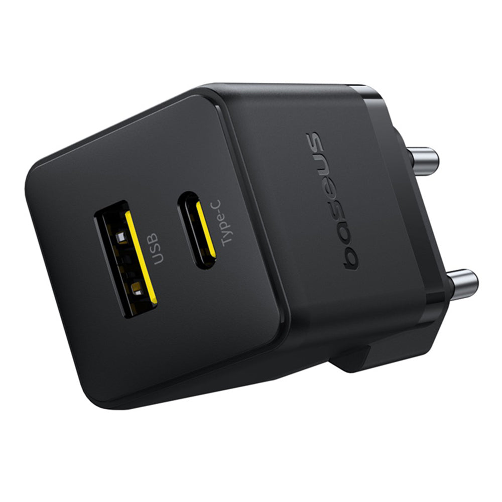 Baseus Palm USB-C Network Charger with Cable, 30W, 3A, 1 x USB-A - 1 x USB-C, Black P1011160A113-01