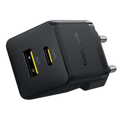 Baseus Palm USB-C Network Charger with Cable, 30W, 3A, 1 x USB-A - 1 x USB-C, Black P1011160A113-01