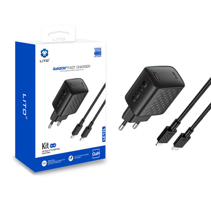 Φορτιστής Δικτύου με Καλώδιο Lightning Lito LC13L, 20W, 3A, 1 x USB-C, Μαύρο