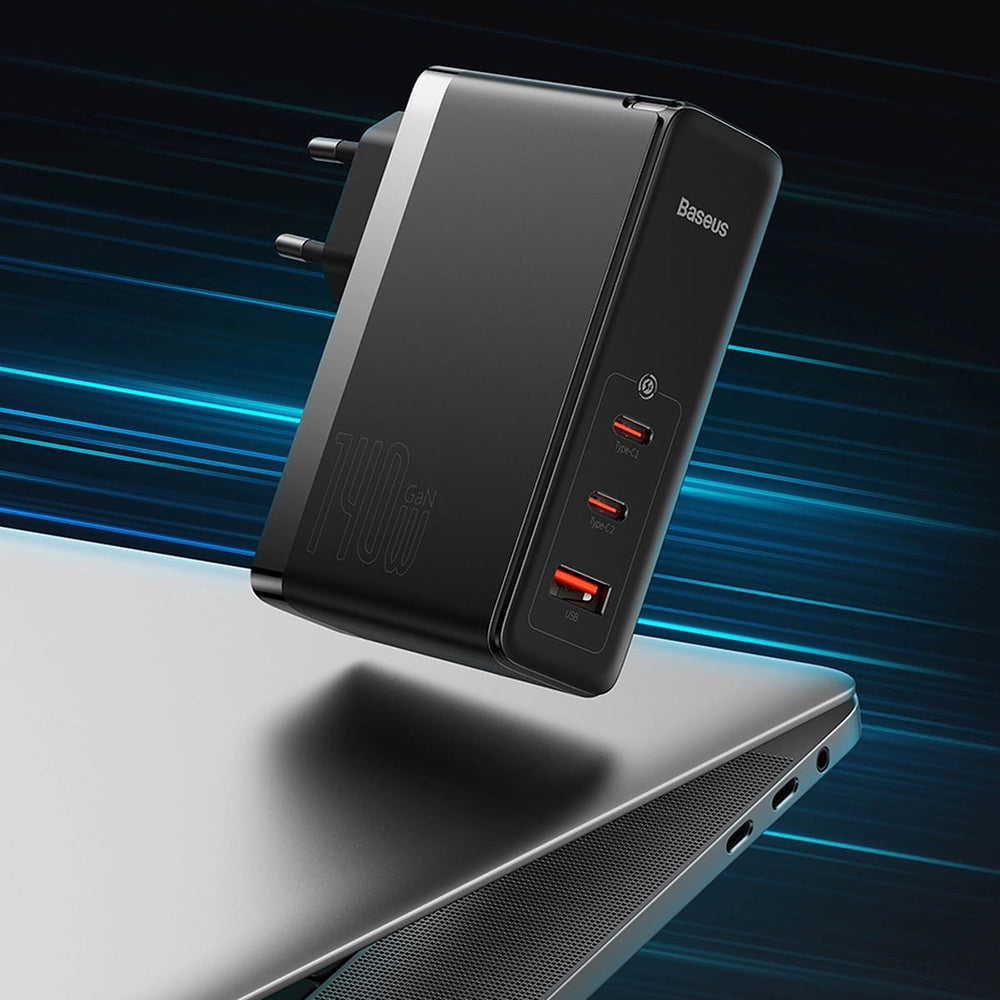 Φορτιστής Δικτύου με Καλώδιο USB-C Baseus GaN5 Pro, 140W, 5A, 1 x USB-A - 2 x USB-C, Λευκό CCGP100202