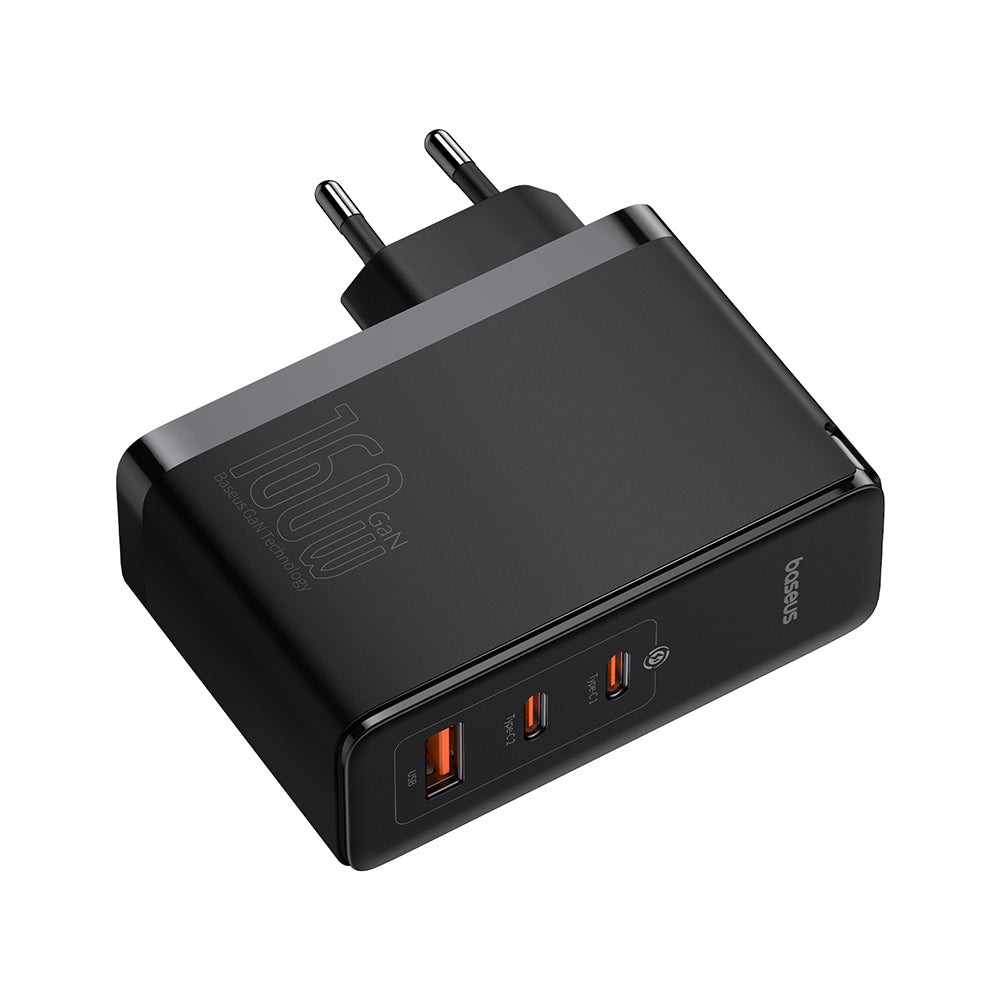 Φορτιστής Δικτύου με Καλώδιο USB-C Baseus GaN5 Pro, 160W, 5A, 1 x USB-A - 2 x USB-C, Μαύρο P10110825113-00