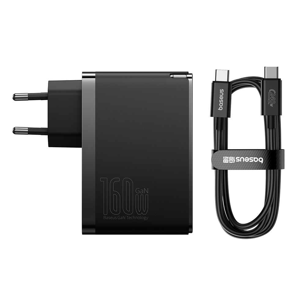 Φορτιστής Δικτύου με Καλώδιο USB-C Baseus GaN5 Pro, 160W, 5A, 1 x USB-A - 2 x USB-C, Μαύρο P10110825113-00