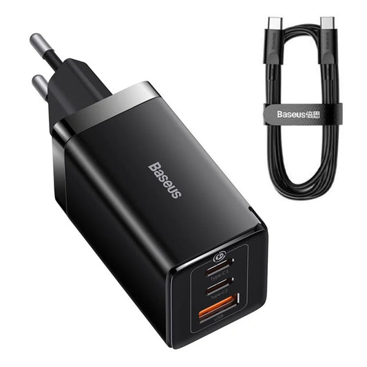 Baseus GaN5 Pro USB-C Cable Wall Charger, 65W, 3.25A, 1 x USB-A - 2 x USB-C, Black CCGP120201