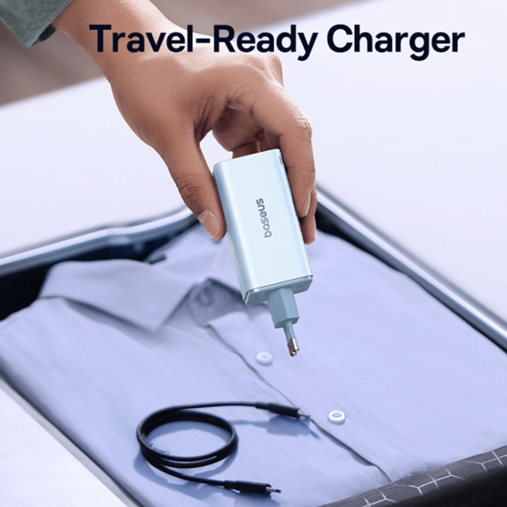 Φορτιστής Δικτύου με Καλώδιο USB-C Baseus GaN6 Pro, 100W, 3.25A, 2 x USB-A - 2 x USB-C, Μπλε P10162705312-00