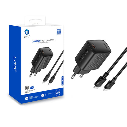 Φορτιστής Δικτύου με Καλώδιο USB-C Lito LC13T, 20W, 3A, 1 x USB-C, Μαύρο