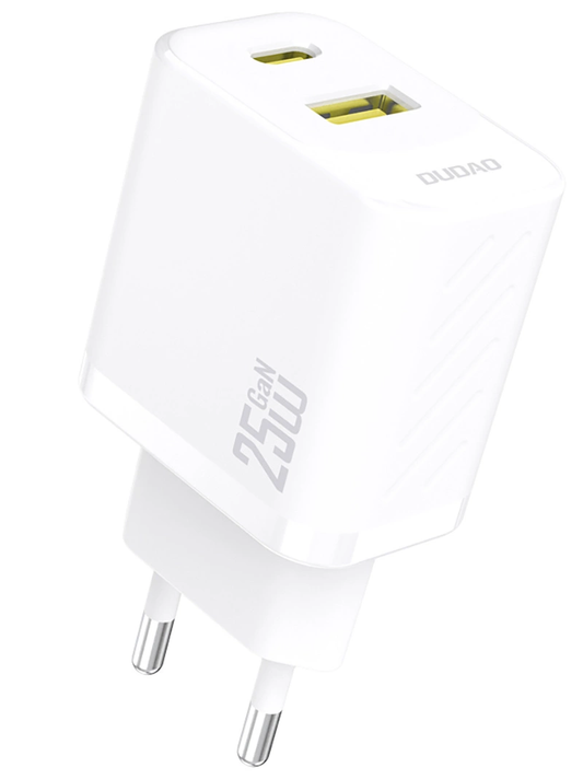 Φορτιστής Δικτύου Dudao A26T, 25W, 3A, 1 x USB-A - 1 x USB-C, Λευκό