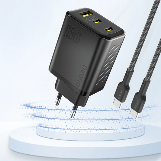 Φορτιστής Δικτύου Dudao A29, 65W, 1 x USB-A - 2 x USB-C, Μαύρο