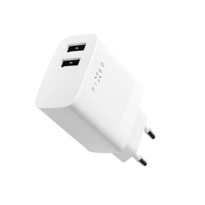 Φορτιστής Δικτύου Fixed, 17W, 3A, 2 x USB-A, Λευκό