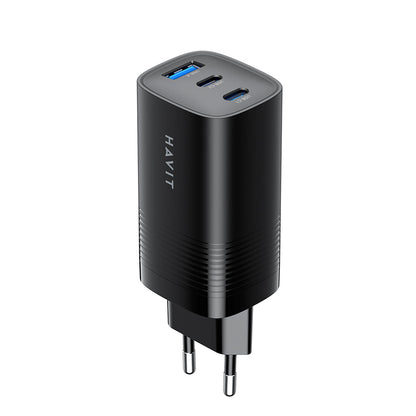 HAVIT UC20 Network Charger, 65W, 3A, 1 x USB-A - 2 x USB-C, Black