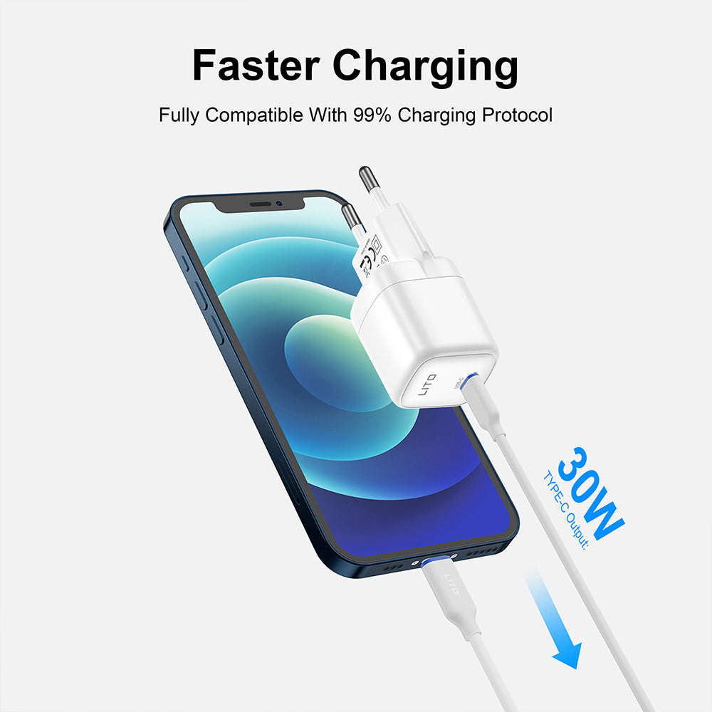 Φορτιστής Δικτύου Lito LC11, 30W, 3A, 1 x USB-C, Μαύρος