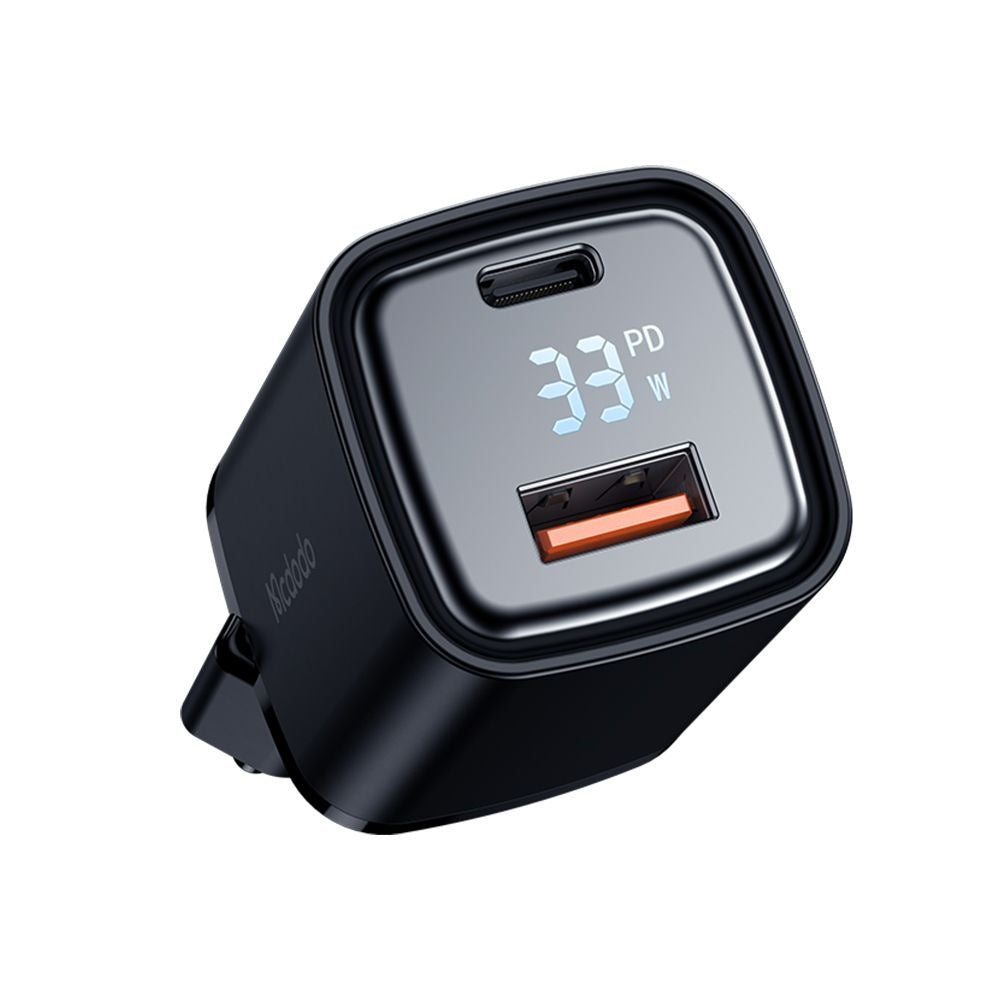 McDodo CH-1701 Graphite Display Network Charger, 33W, 3A, 1 x USB-A - 1 x USB-C, Black