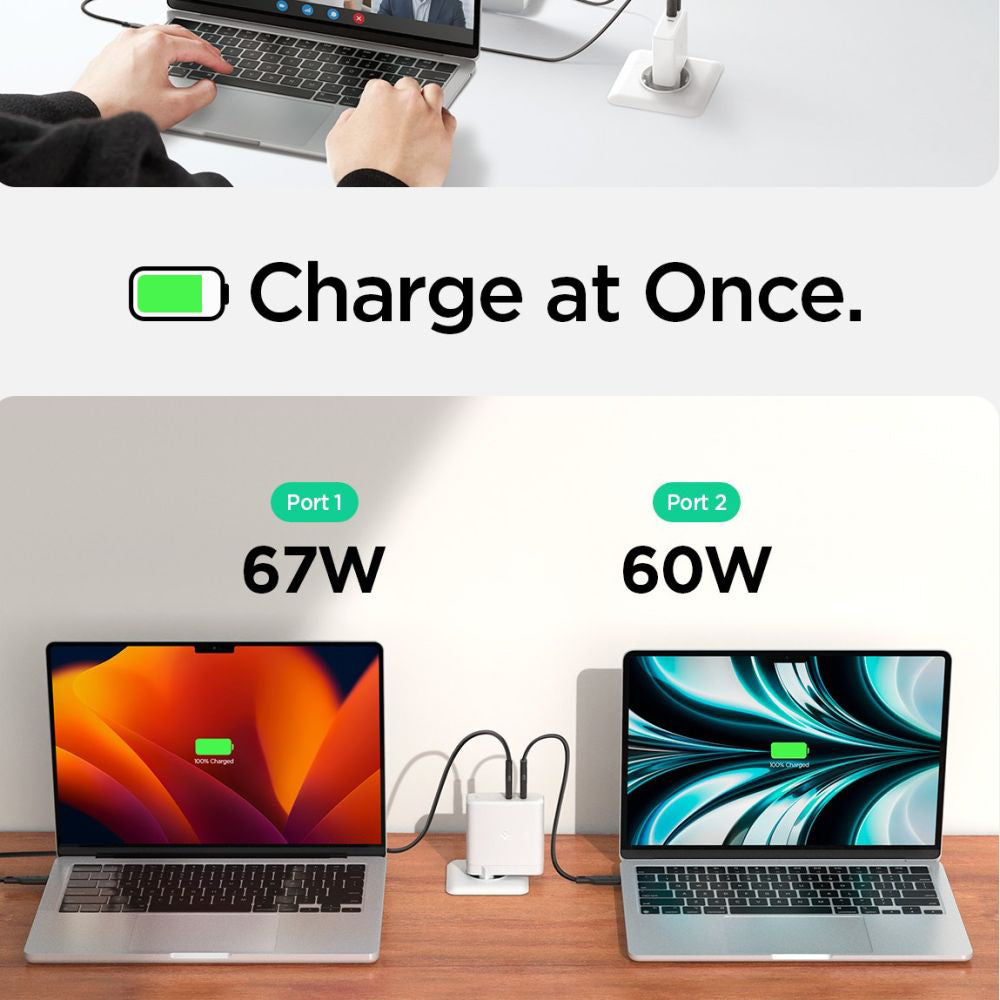 Φορτιστής Δικτύου Spigen Arcstation Pro, 140W, 3.25A, 2 x USB-C, Λευκό