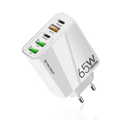 Techsuit CHC2 PentaXPower Network Charger, 20W, 3A, 3 x USB-A - 2 x USB-C, White