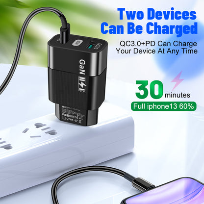 Φορτιστής Δικτύου Techsuit CHPD131, 33W, 6.6A, 1 x USB-A - 1 x USB-C, Μαύρο
