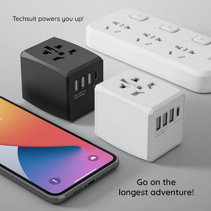 Φορτιστής Δικτύου Techsuit HHT904-B3 Travel, 30W, 3A, 3 x USB-A - 1 x USB-C, Μαύρο