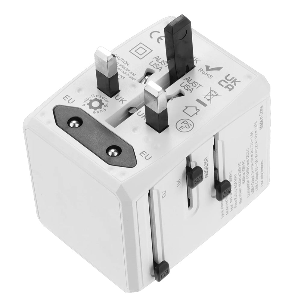 Techsuit HHT904-W2 Travel Network Charger, 20W, 3A, 2 x USB-A - 2 x USB-C, White