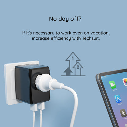 Techsuit HHT906 Travel Network Charger, 65W, 3.25A, 2 x USB-A - 2 x USB-C, Black