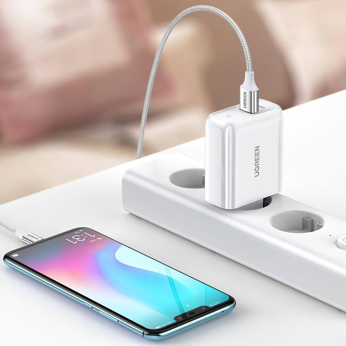 Network Charger UGREEN CD170, 36W, 3A, 1 x USB-A - 1 x USB-C, White 
